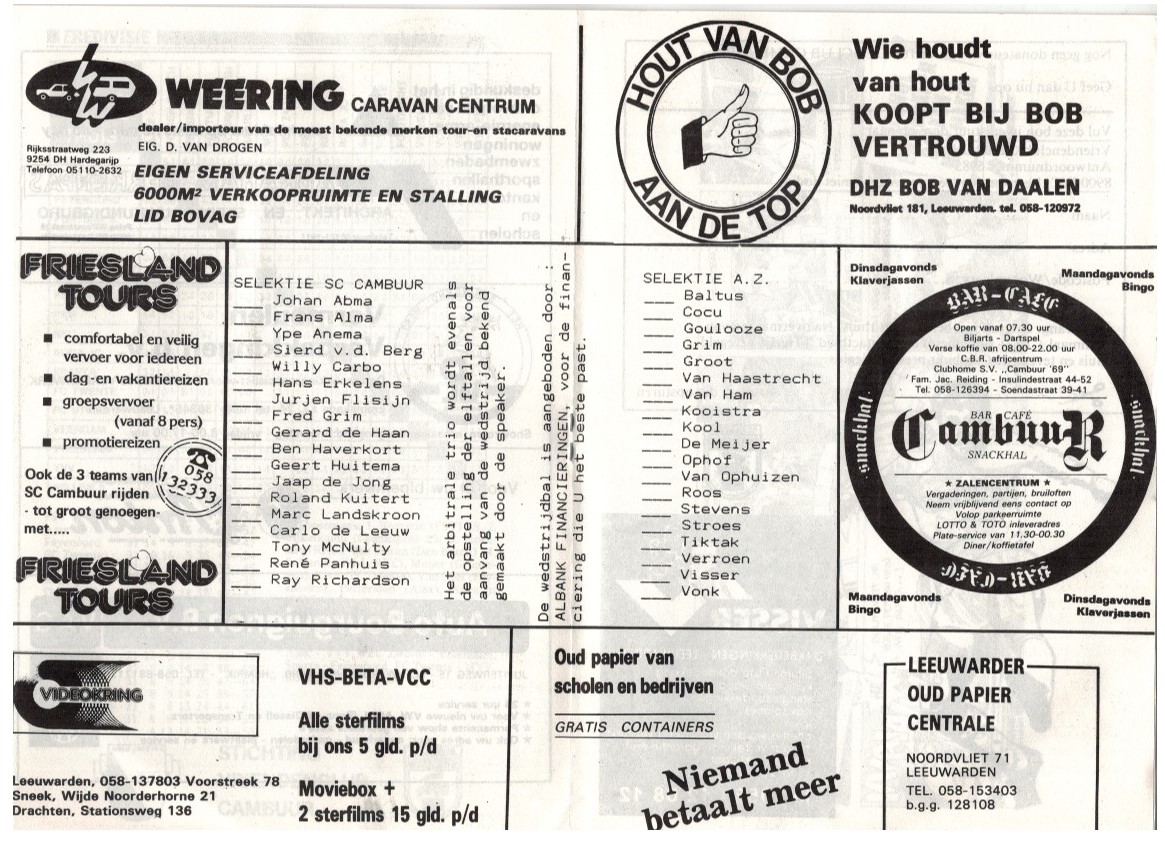 AZ Programma 13-mei-1989 Cambuur uit II